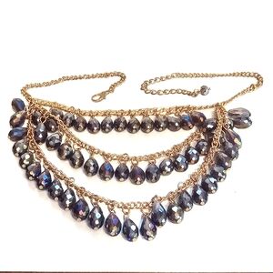 Vintage Glass Aurora Borealis Beads Chain Necklace